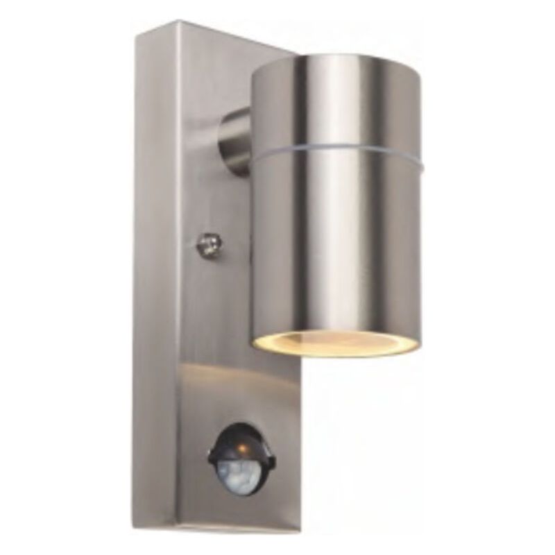 Außen-wandleuchte Aus Edelstahl Mit Einstellbarem Pir-bewegungsmelder Und Dämmerungsschalter, Ip54 Wasserdicht, 230 V, Inklusive 5 W Gu10 Warmweiß-lampe (3000 K), Anthrazitgrau