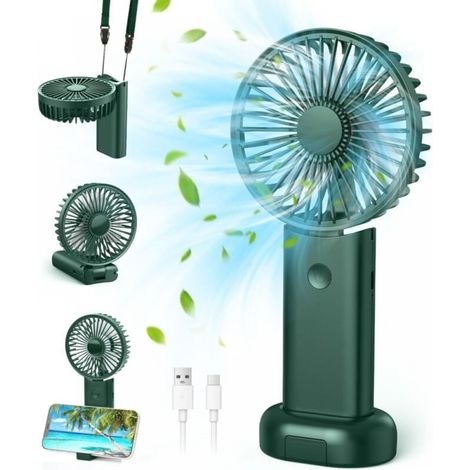 Leiser, Wiederaufladbarer, Tragbarer Ventilator Mit 3 Geschwindigkeitsstufen Für Reisen, Make-up, Camping, Büro Und Außenbereich