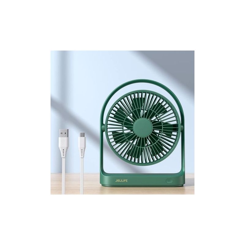 Tischventilator, Usb-persönlicher Tischventilator Mit 4 Geschwindigkeiten, Leiser Betrieb, Einzigartiges Design Für Büro Und Zuhause, 330° Drehbar - Grün