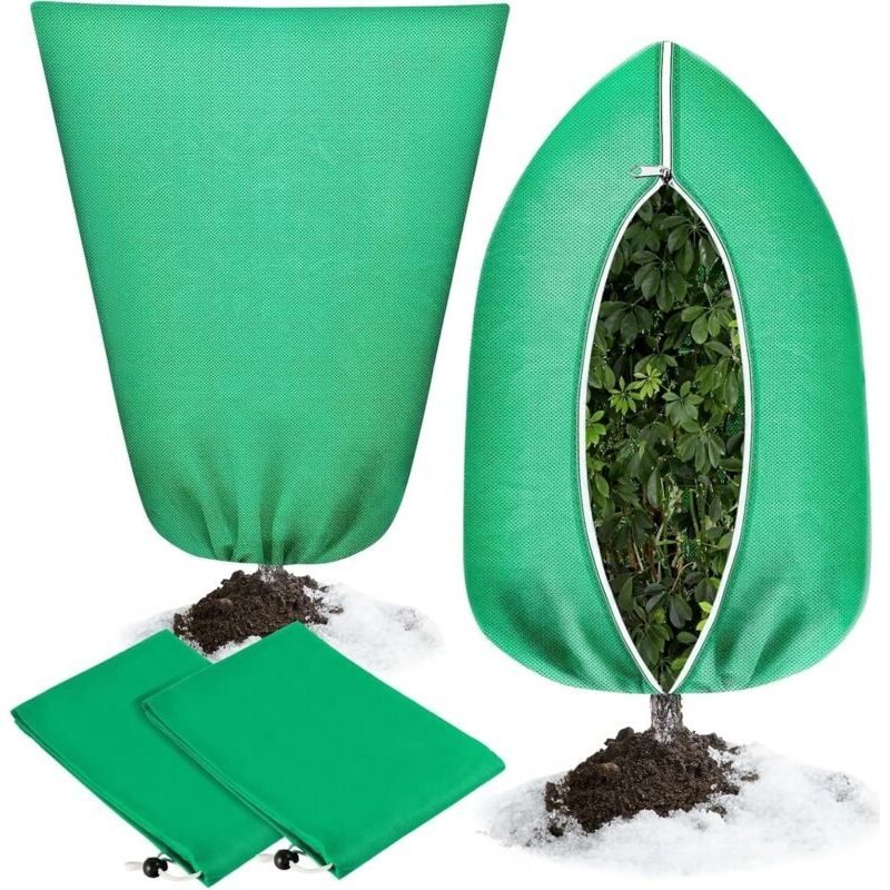 Winterschutzhaube Für Pflanzen, 2 Stück, Vliesstoff 70 G/m², 80 X 120 Cm, Frost- Und Windbeständig, Mit Reißverschluss Und Kordelzug, Für Topfpflanzen, Palmen Und Olivenbäume