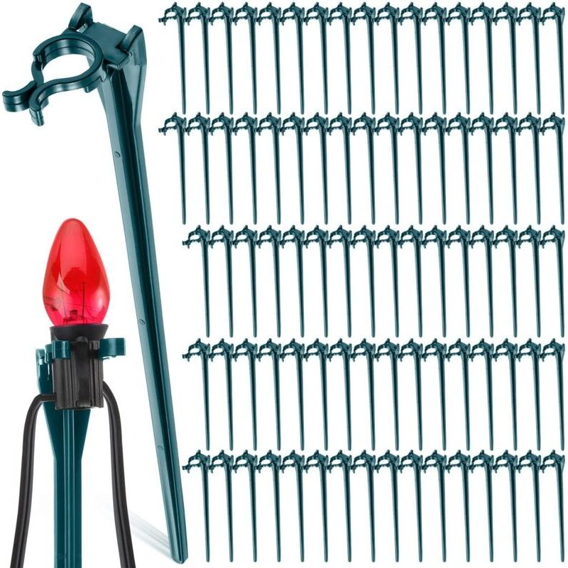 Weihnachtslichter-erdspieße, 7,5 Zoll, Universell Einsetzbar Für Garten Und Außenbereich, Für Weihnachtslichterketten, Wege Und Gehwege (50 Stück, Grün)