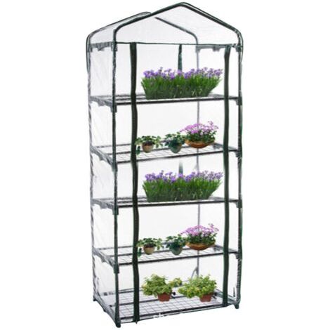 Kleines Ebenerdiges Gewächshaus Mit Pvc-plastikabdeckung, Tragbares Außengewächshaus Für Das Wachstum Von Setzlingen Und Blumen, 3 Schichten, Ohne Ständer (69 X 49 X 187 Cm)
