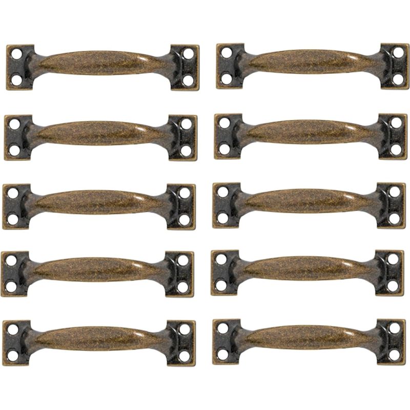 Set Aus 10 Gebogenen Vintage-türgriffen, Antike Lackierte Holztürgriffe (133 Mm, Bronzegrün)