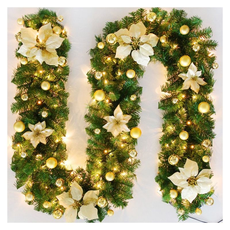 Weihnachtsgirlande Mit Lichtern Weihnachtsdekoration 270cm Led-lichterkette Lichterkette Weihnachts-türdekoration Weihnachtsgirlande Tannengirlande Lichterkette