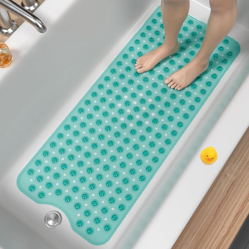 Antirutsch-badematte, 101 X 40 Cm Extra Lange Duschmatte, Schimmelresistent Und Maschinenwaschbar, Bpa-freie Badematte, Grün
