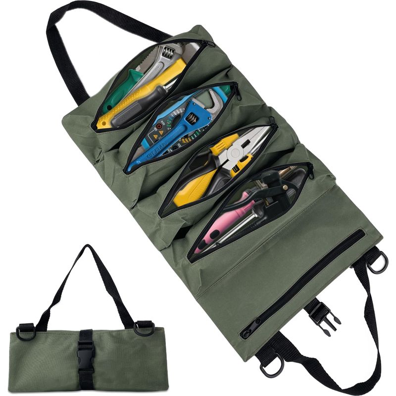 Werkzeug-trolley, Werkzeugtasche Aus Stoff Für Schraubenschlüssel, Vielseitige Werkzeug-tasche Mit Rollen Und 5 Reißverschlusstaschen, Kleine Tragbare Werkzeugtasche Für Klempner