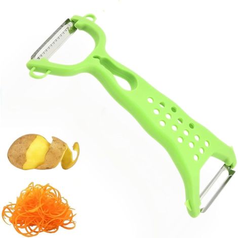 Doppelfunktions-schäler Aus Edelstahl, 2-in-1 Zum Schälen Und Reiben, Obst- Und Gemüseschäler Mit Ergonomischem Griff (grün)