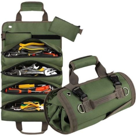 Werkzeug-aufbewahrungstasche, Robuster Rollbarer Organizer Mit Abnehmbaren Taschen, Faltbare Und Tragbare Aufbewahrungstasche Für Mechaniker Und Bastler, Grün, Grün