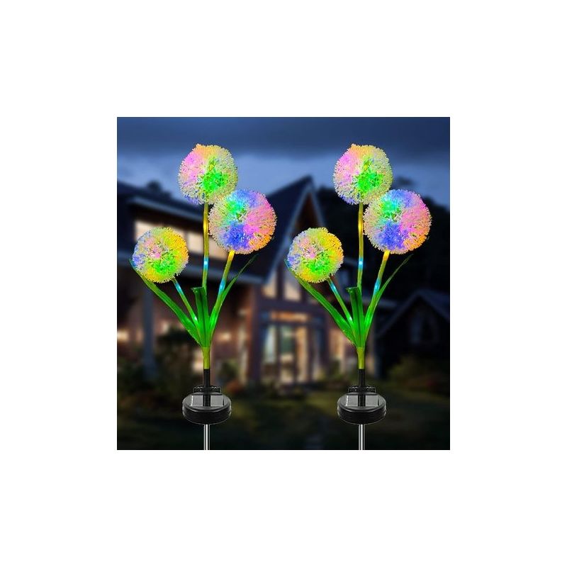 Solarlampen Für Den Außenbereich, 2 Stück Wasserdichte Pusteblumen-solarleuchten Für Garten, Rasen, Wege, Terrassen Und Balkon-dekoration
