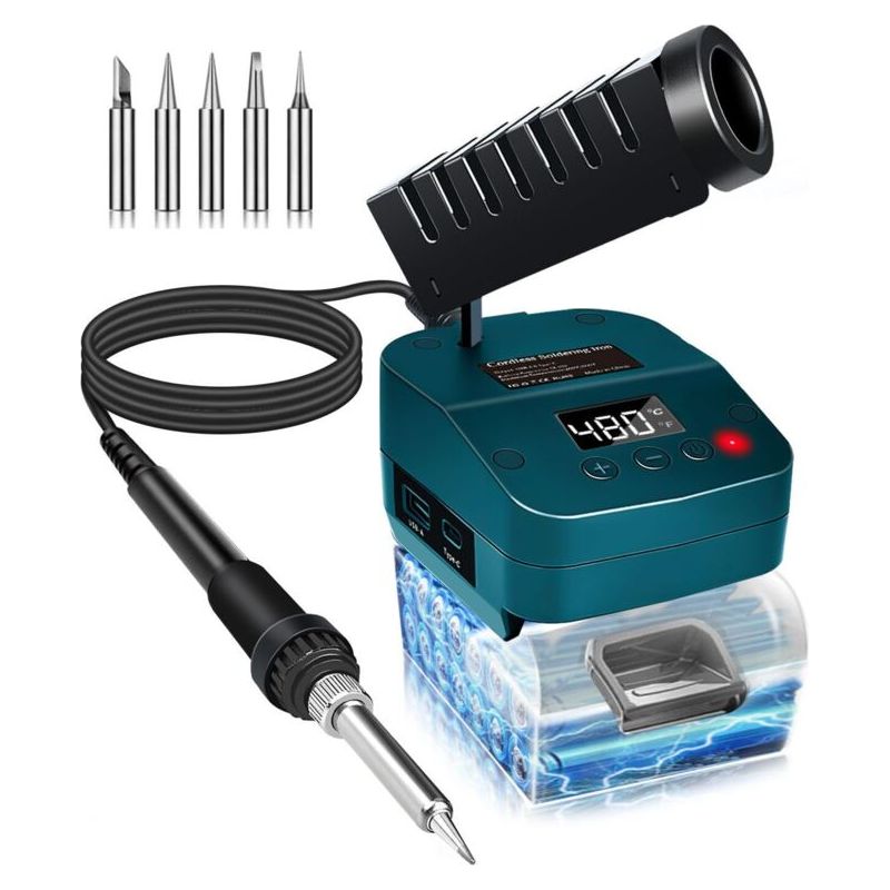 Kabelloses Lötkolben Für Bosch 18-v-akku, Schnelle Erwärmung, Digitale Lcd-lötstation Mit Usb- Und Typ-c-ladeanschlüssen, Tragbares Und Einstellbares Lötkolben-set