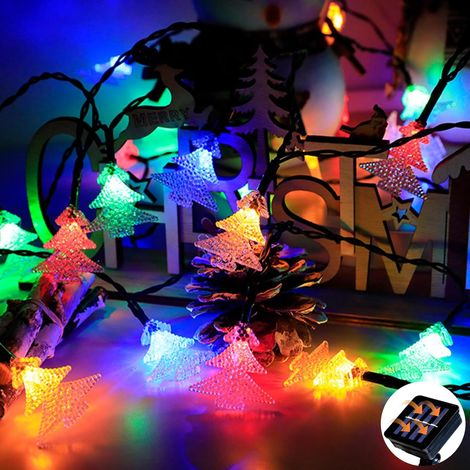 Solare Lichterkette Für Außen, 6,5 M, 30 Leds, Wasserdicht, 8 Lichtmodi, Für Gartenbäume, Bunte Weihnachtsbeleuchtung