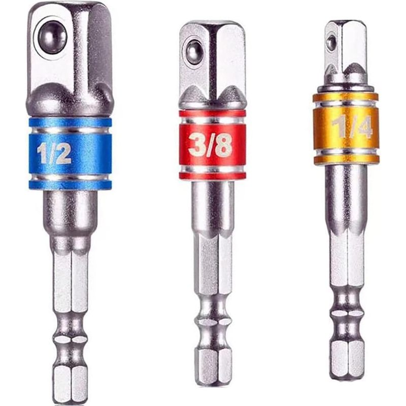 3-teiliges Set Aus Schlagfesten Stecknuss-adaptern, Stecknuss-bit-adapter, Hochgeschwindigkeits-mutterndreher, Sechskant-schaft-adapter Für Bits, Schraubenschlüssel-verlängerung, Für Heimwerker-repara