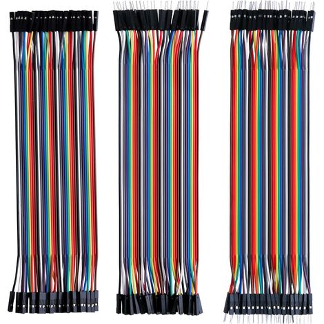 Satz Von 120 Stück Dupont-kabeln Für Breadboards, 28awg, 3-in-1 [40-polig Männlich Zu Weiblich, 40-polig Männlich Zu Männlich, 40-polig Weiblich Zu Weiblich], Länge 20 Cm, Kompatibel Mit Mega 2560, Na