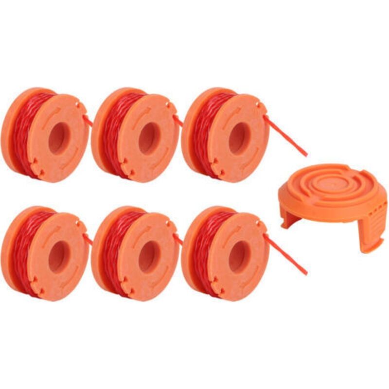 Set Aus 6 Spulen Und 1 Deckel Für Rasentrimmer Kompatibel Mit Worx Wa0010