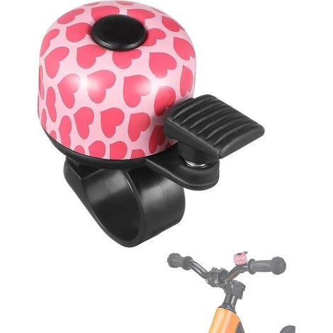 1 Kinderklingel, Mini-aluminiumklingel, Kinderfahrrad, Mtb, Roller, Hübsches Rosa Herz