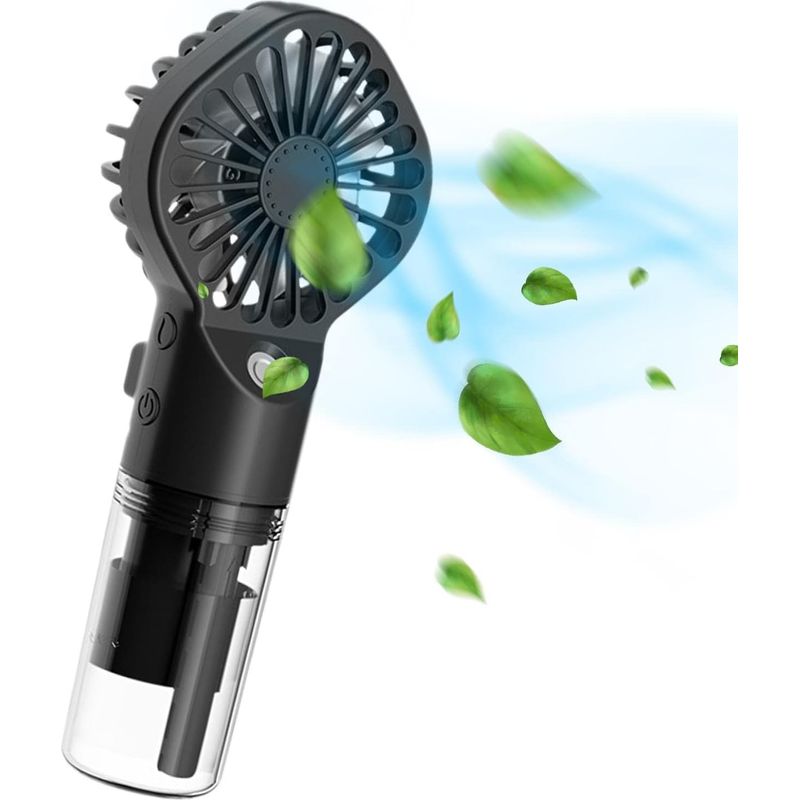 Tragbarer Nebelventilator, Mini Transparenter Sprühnebel-ventilator, Usb-aufladbarer Vernebler Mit 4 Geschwindigkeitsstufen Für Zuhause, Büro, Outdoor Und Reisen, Schwarz
