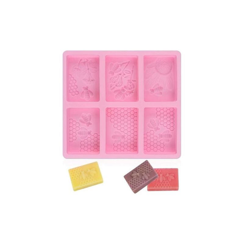 3d-bienen-silikonformen, Wabenformen Für Seifen, Rechteckige Kuchenform, Harzform, Bienenstock-kerzenform Für Handgemachtes Kunsthandwerk (quadratisch, Rosa)