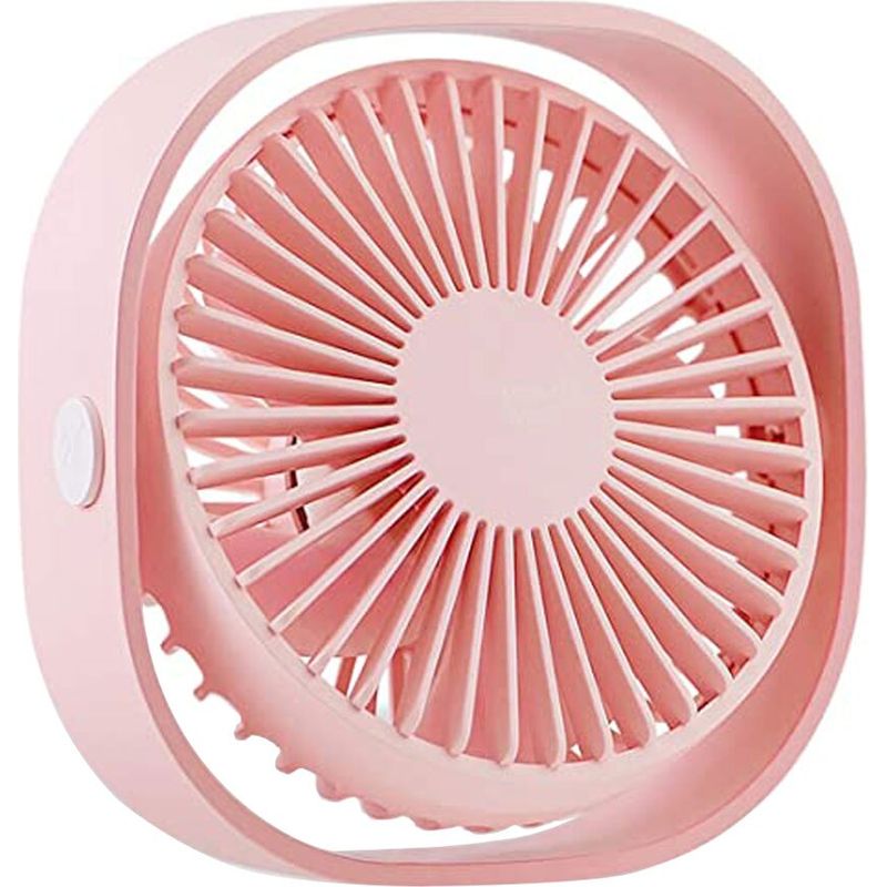 Tischventilator, Usb-anschluss, 360°-drehung, 12,3x12,3x5,5 Cm, Rosa