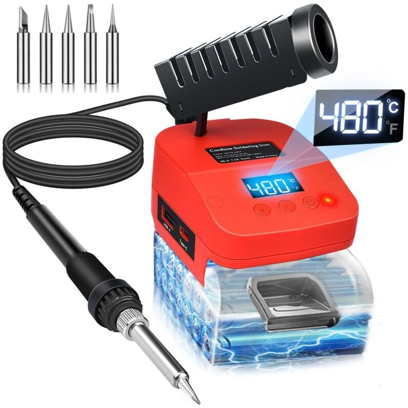 Kabelloses Lötkolben Für Milwaukee M18 18v Akku Mit Schnellheizung, Digitale Elektrische Lötstation Mit Lcd-display, Usb- Und Type-c-ladeanschlüssen, Einstellbarer Tragbarer Lötkolben Für Heimwerker