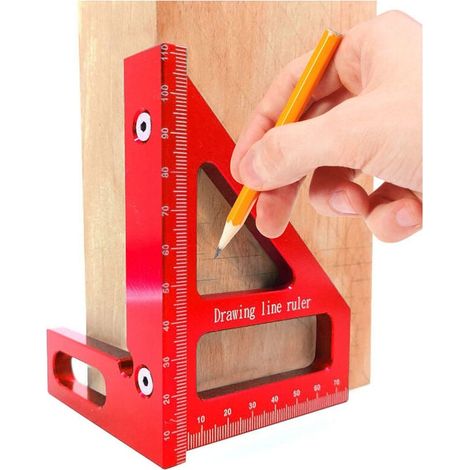 Equerre Tischler-winkel Aus Aluminiumlegierung - 45/90-grad-winkel - 3d-t-lineal - Messwerkzeug Für Die Holzbearbeitung - Für Zimmerleute (rot)