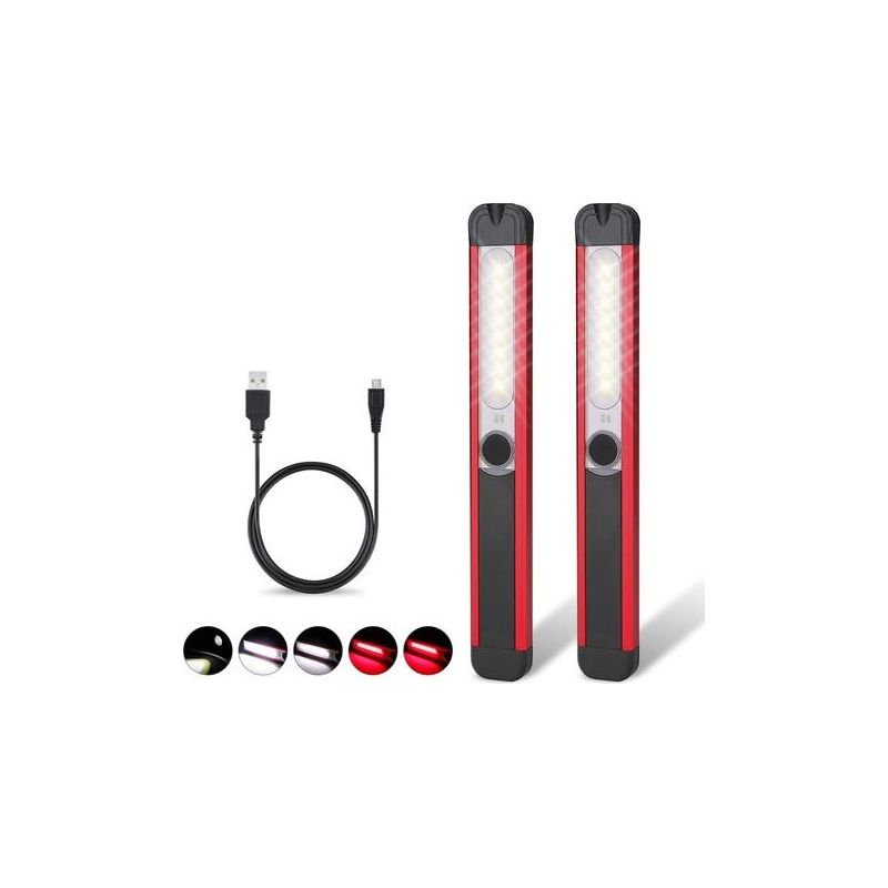 Arbeitslampe, Wiederaufladbare Led-lampe Cob-strahler Taschenlampe Mit 5 Modi, Magnetische Taschenlampe Für Auto, Garage, Werkstatt, Heimwerken, Camping (2 Stück)