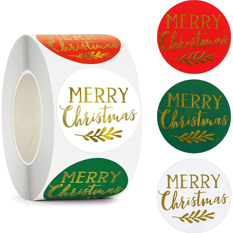 500 Weihnachtsaufkleber, 1,5 Zoll, Frohe Weihnachten Geschenkaufkleber, Goldfolien-aufkleberrollen, Weihnachtsdekoration Zum Basteln