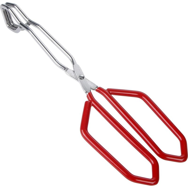 Edelstahl-scherenzange, Lange Grillzange, Grill-scherenzange, Wurstwendezange, Hitzebeständig, Küchenzange, Rot, 28 Cm