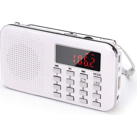 Tragbares Radio, Fm/am-radio, Batterie- Und Netzbetrieben, Mp3, Lautsprecher, Kompatibel Mit Tf-karte/usb, Taschenlampe, Geeignet (weiß)