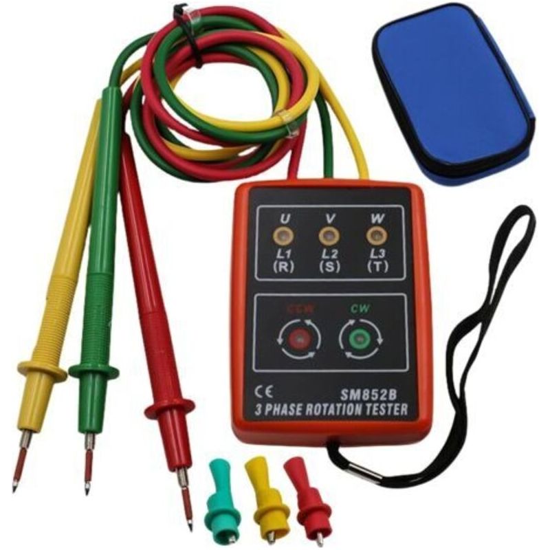 Tragbarer 3-phasen-phasentester: Ac-drehfeldzähler 60 V–600 V, 3-phasen-drehrichtungstester, Spannungstester Mit Summer Und Krokodilklemmen Für Hochspannungsgeräte