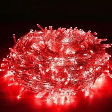 Rote Weihnachts-lichterkette Für Außen, 10 M, 100 Led, Weihnachtsdekoration Für Innen- Und Außenbereich, Party-girlande, Hochzeit, Garten