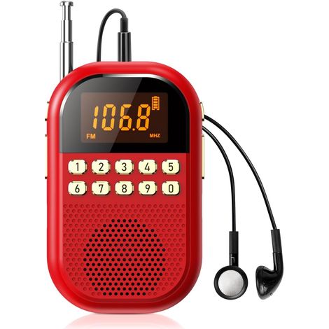 Taschenradio Am/fm: Wiederaufladbare 1100-mah-batterie, Ausgestattet Mit Einem Großen Lautsprecher, Praktisch Für Unterwegs, Rot.