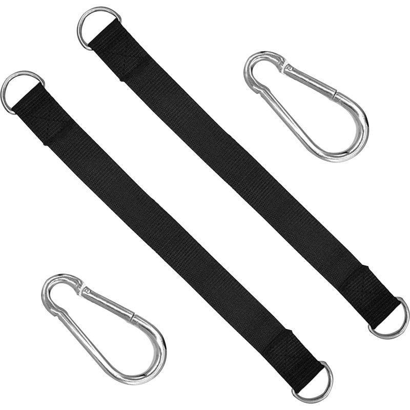 Set Aus 2 Schaukel-aufhängesets - 2,5 X 30 Cm - Nylonbefestigung - Für Hängematten - Mit 2 Robusten Karabinern Und D-ringen
