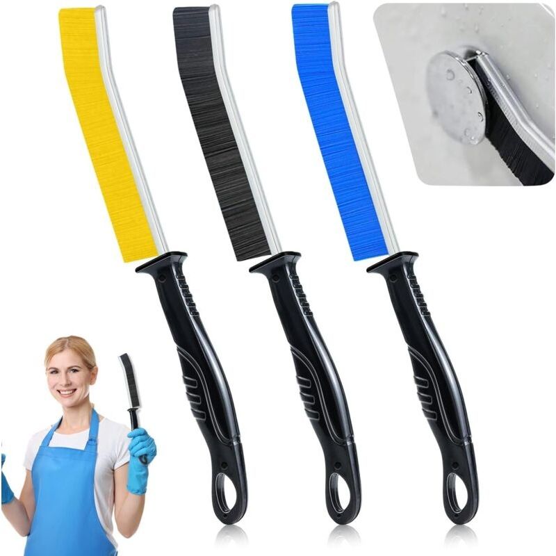 3pcs Fliesenfugenbürste, Reinigungsbürste Für Ritzen, Bürsten Mit Harten Borsten, Zur Hausreinigung Mit Langem Griff, Für Toiletten, Küche, Spalten, Fenster, Türen
