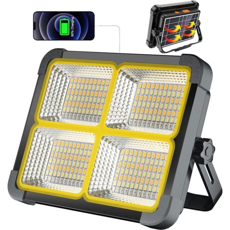 Wiederaufladbare 30w Led-projektorleuchte, 6000mah, Mit Solarpanel – Ideal Für Arbeiten, Angeln, Camping Und Baustellen Im Außenbereich