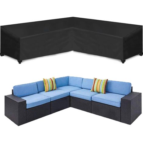 Ecksofa-schutzhülle - 215x215x87 Cm - Schwarz - Gartensofa-schutzhülle - Gartenmöbel-schutzhülle - Wasserdicht - Staubdicht - Uv-beständig