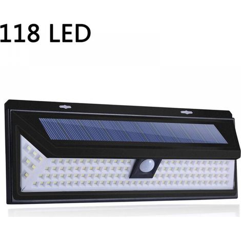 118 Led Solarlampe 1000 Lumen Wandleuchte Pir Bewegungsmelder Ip65 Wasserdicht Garten Außenbereich