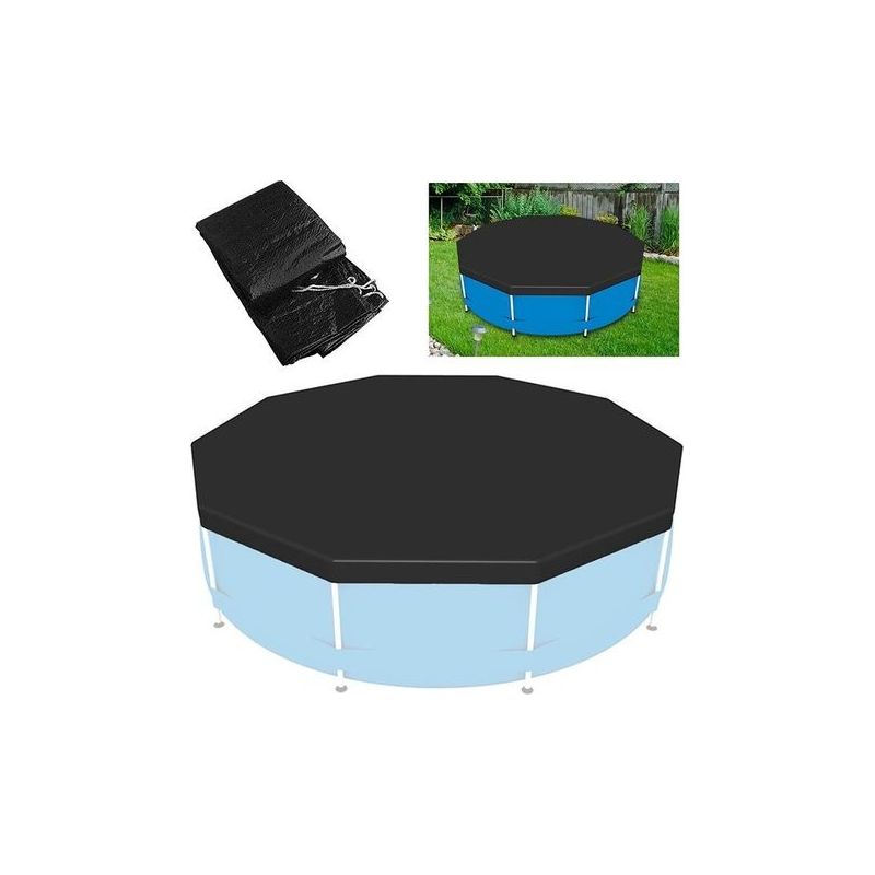 Poolabdeckung 305 Cm Runde Poolabdeckung Aus Pvc Mit Stützring Uv-beständige Staubdichte Abdeckung