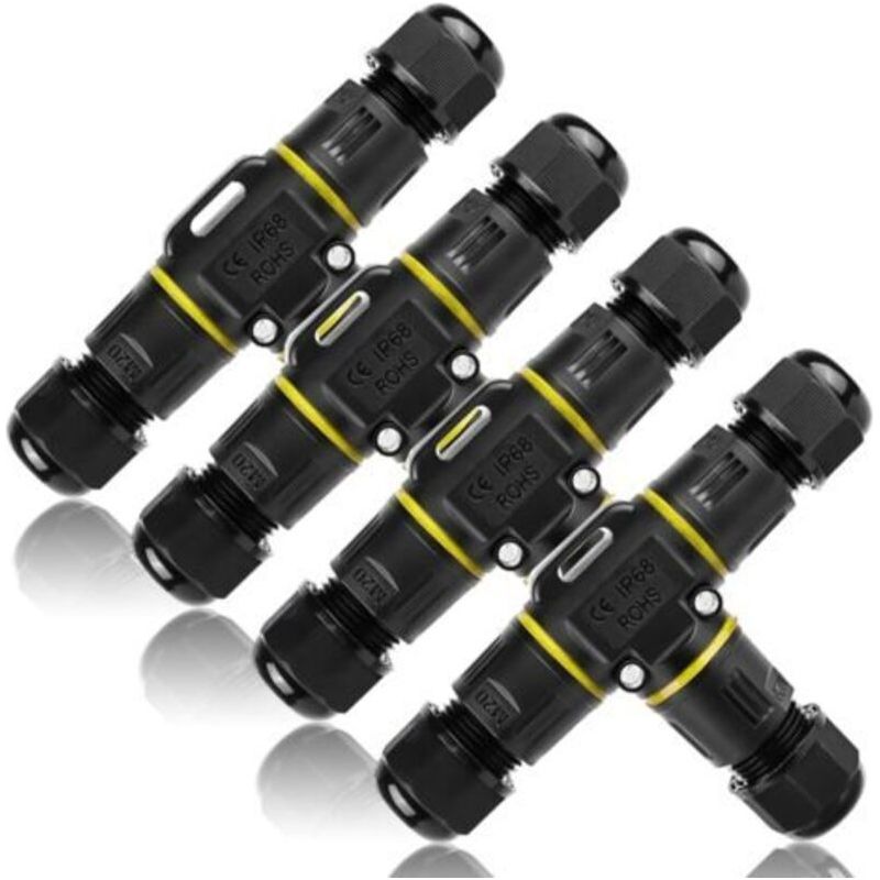 Wasserdichter T-verbinder, 4-teilig, Ip68 Wasserdichte Elektrische Verbindung, 3-wege-abzweigdose, Wasserdichter Elektrischer Verbinder, Wasserdichte Kabelverbinder Ip68 Für Kabel Mit Einem Durchmesse