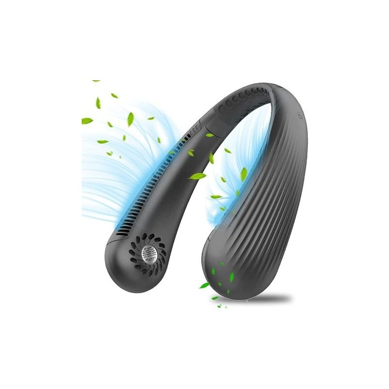 Tragbarer Nackenventilator, Usb-ventilator 3000mah, Klingenlos, Leise, Persönlicher Halsventilator, Kühlgerät, Wiederaufladbar, 3 Geschwindigkeiten, Für Büro, Zuhause, Reisen (schwarz)