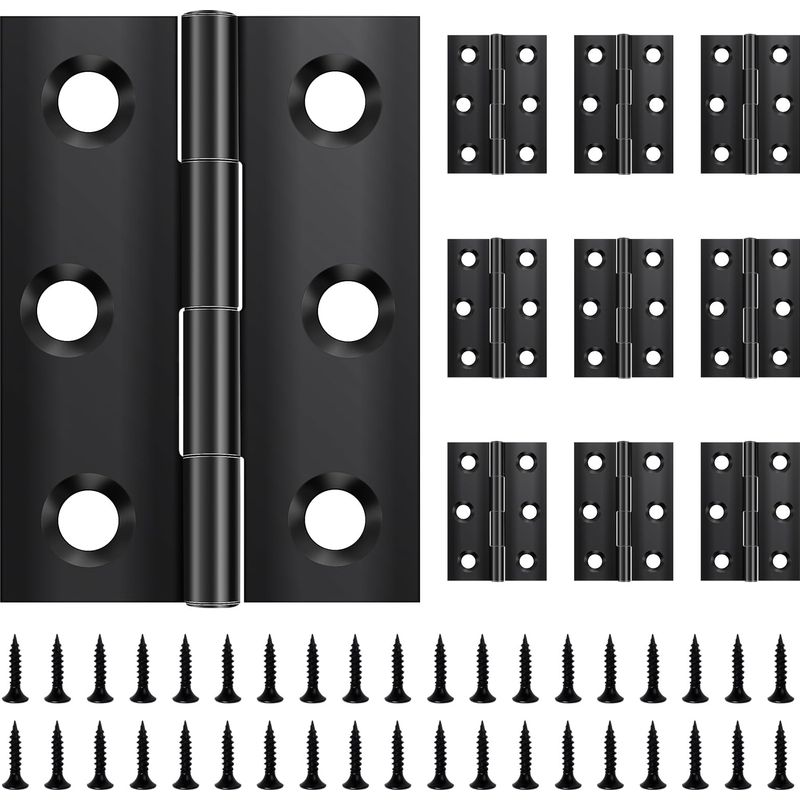 Satz Mit 10 Klappbaren Scharnieren, 44 Mm × 31 Mm, Aus Edelstahl, Schwarz, Kleine Scharniere Für Türen, Fenster Und Schränke, Inklusive 60 Schrauben