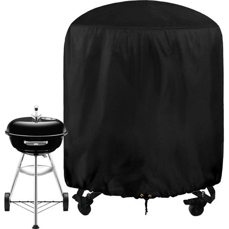 Runde Grillabdeckung, Ø 24 X 28,5 Zoll, Wasserdicht, 210d Oxford-gewebe, Mit Kordelzug, Uv-beständige, Winddichte Und Reißfeste Outdoor-grillabdeckung