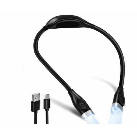 Flexibles Led-leselicht Für Den Hals, Wiederaufladbare Leselampe Mit 4 Leds Und 3 Farbmodi, Augenschonend, Mit Extra Langem Flexarm (schwarz)