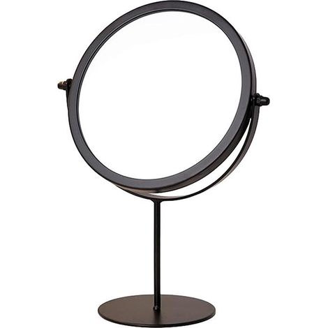 Tischspiegel, Make-up-spiegel, Standspiegel, Frei Einstellbarer Winkel, Runder Sockel (schwarz)