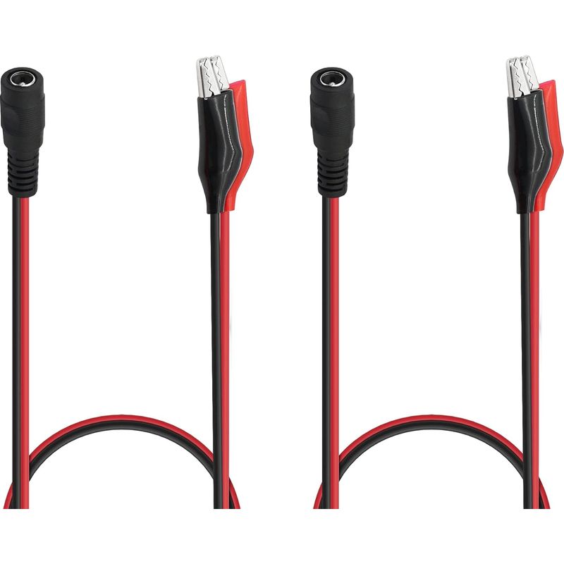 2er-pack Dc-stromkabel, Buchse Auf Krokodilklemme, 50 Cm/19,7 Zoll, 2,1 Mm X 5,5 Mm, 12 V Dc-stromkabel, Buchse Auf Krokodilklemme