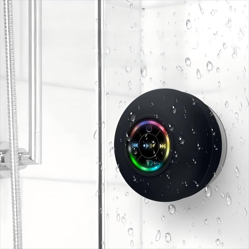 Tragbarer Bluetooth-duschlautsprecher, Kabelloser Mini-lautsprecher Mit Saugnapf Für Das Badezimmer, Stereo-bass, Led-licht, Geeignet Für Dusche, Zuhause Und Outdoor
