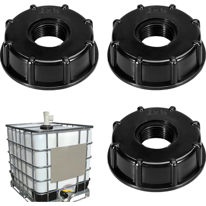 3 Stück Ibc-anschluss Für 1000-liter-tank, Adapter Für 1000l-tank, Schwarzer Kunststoff-schlauchadapter Mit Gewindeanschluss Für Gartenschläuche, Ibc-behälter Und Regenwassertanks (3/4")
