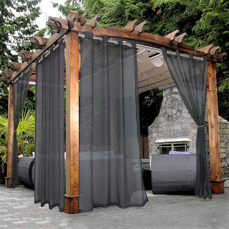 Transparente Außenvorhänge Für Terrasse, Wasserdicht – 2 Ösenpaneele, Für Wohnzimmer, Schlafzimmer, Veranda, Pergola, Gartenhaus, 132 X 241 Cm, Schwarz