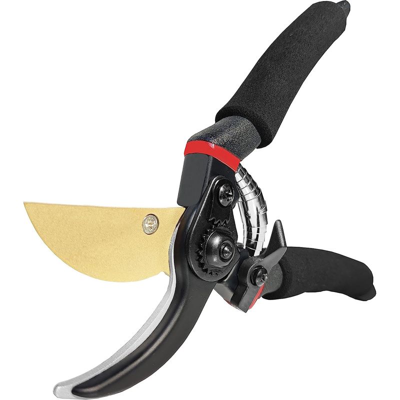 Gartenschere, Schneidet Äste Bis 3/4 Zoll Durchmesser, Klingen Aus Titanbeschichtetem Stahl, Für Trockenes Holz Und Geschnittene Zweige, Schwarz