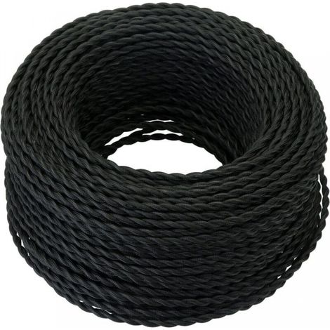 Elektrisches Textilkabel 10m, Retro Geflochtenes Hanfseil-kabel 2x0,75 Mm², 2 Verdrillte Litzen, Für Diy Hängelampe/schwarz