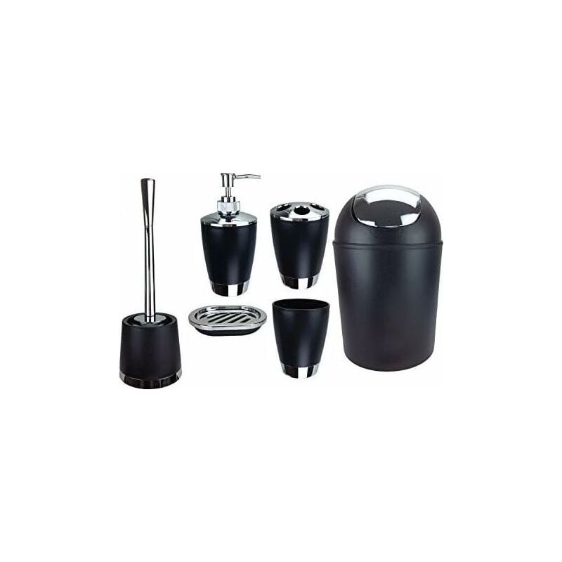 6-teiliges Badezimmer-accessoire-set, Darunter Seifenspender, Wc-bürste Und Wc-bürstenhalter, Schwarz